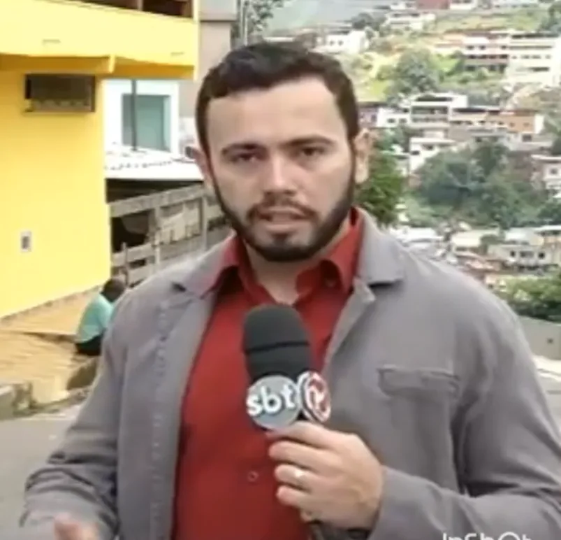 Fernando Júnior em reportagem para televisão